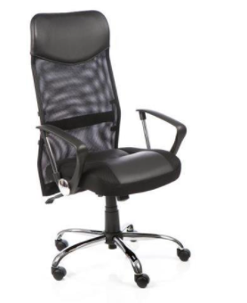 Vegas Executive Chair Black Bonded Leather Seat Black Mesh Back With Bonded Leather Headrest With Arms